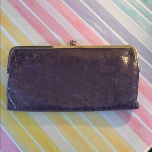 HOBO. Lauren  Leather Clutch Wallet in eggplant